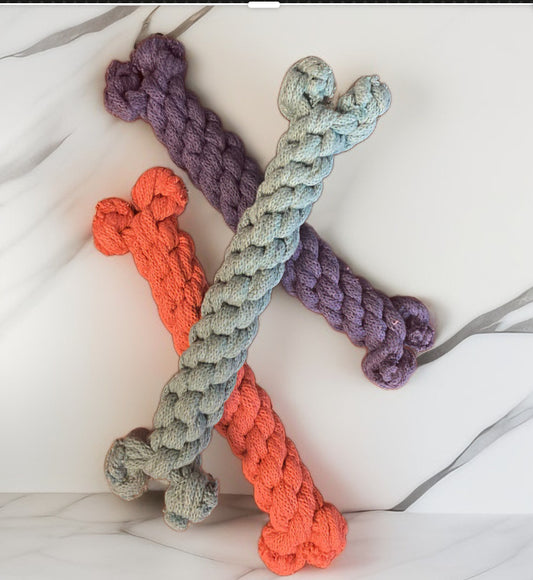 Dog bone tug toy, recycled, eco-friendly, handmade dog toy, pull toy, puppy teething toy
