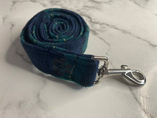Green tartan dog lead, handmade pet lead, matching dog accessories
