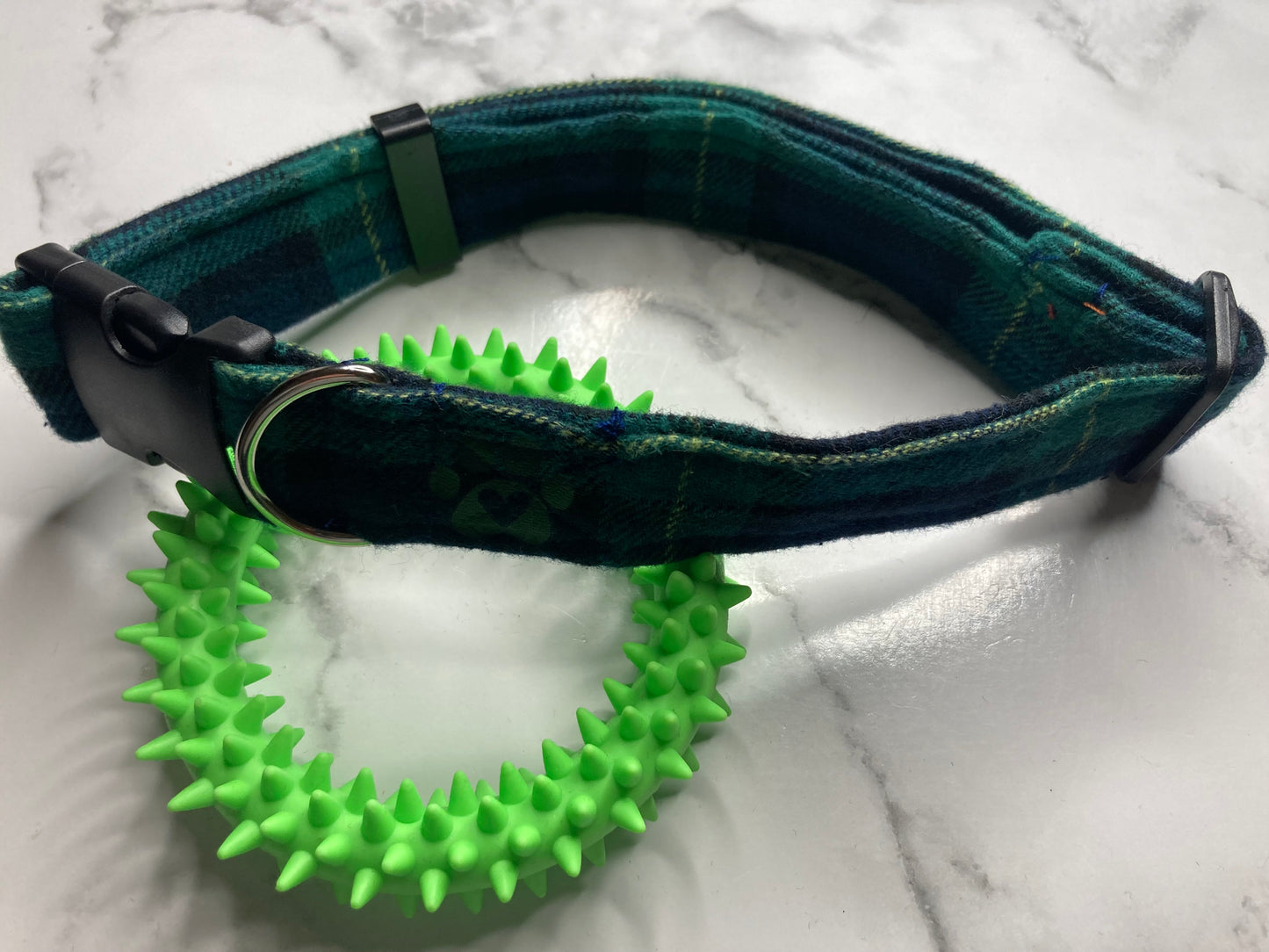 Green tartan dog collar collection, handmade collar, lead & bow tie, adjustable pet collar set, matching dog accessories,