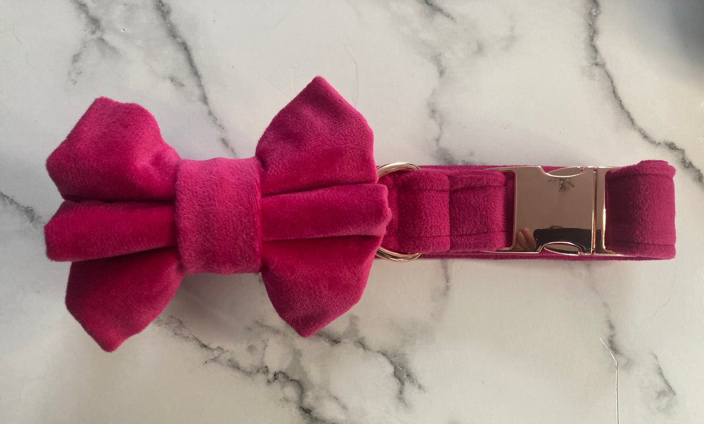 Luxury pink velvet dog bow tie, handmade pet bow tie, matching dog accessories