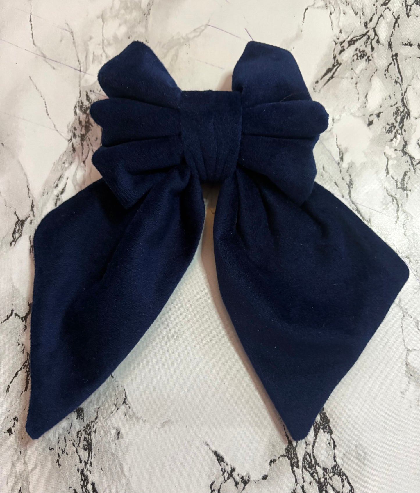 Navy Velvet Dog Sailor Bow Tie: Handmade Luxury Collar Accessory