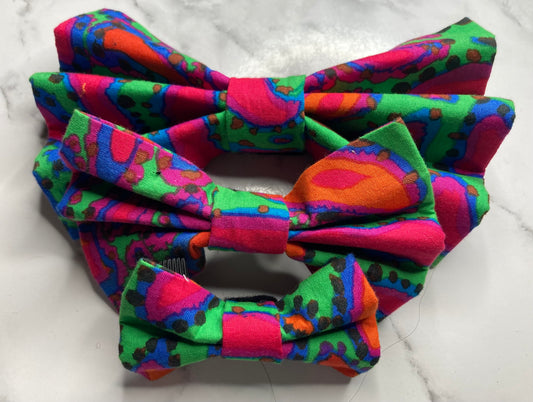 Bright dog bow tie, handmade pet bow tie, designer fabric, matching dog accessories