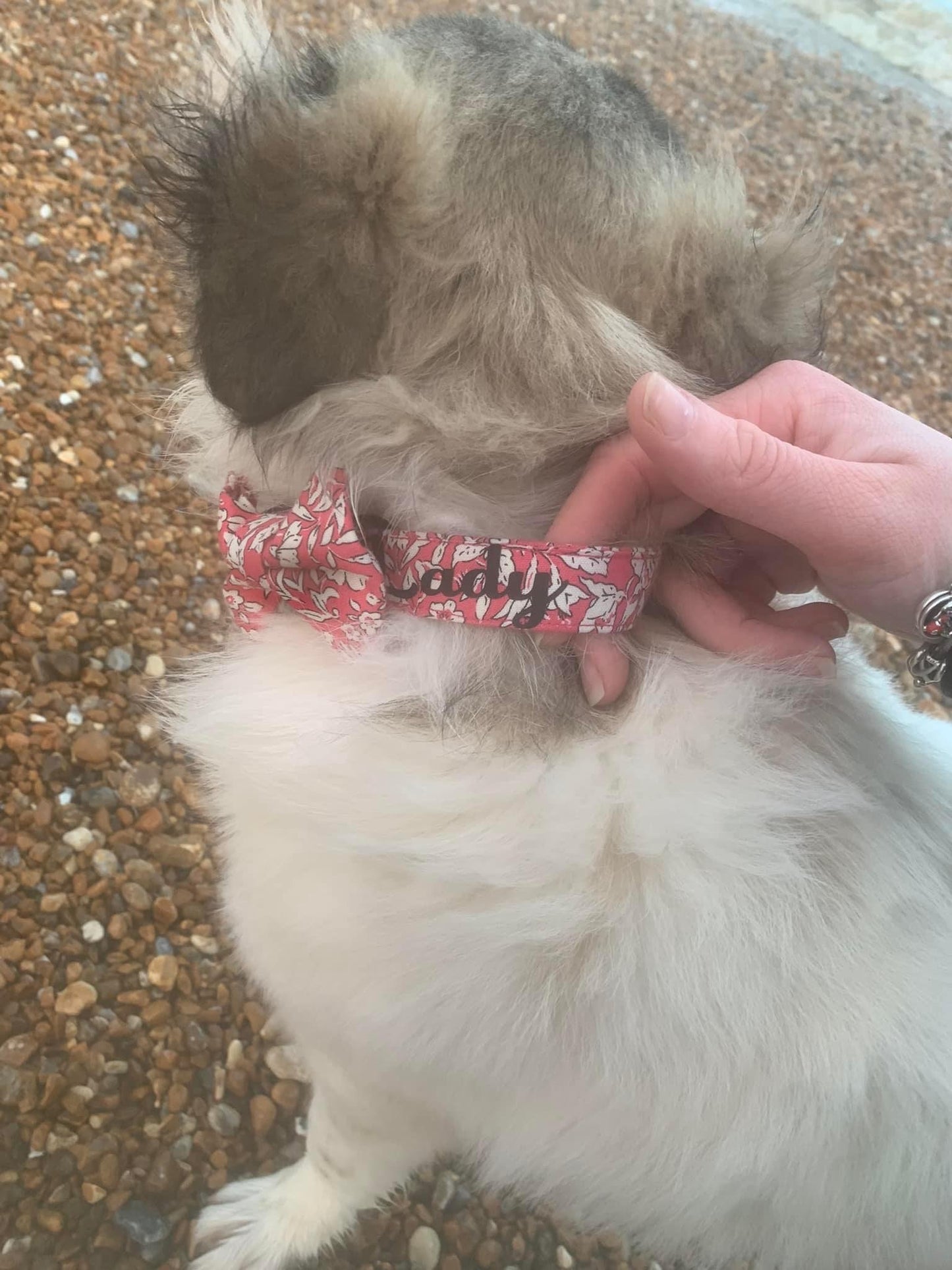 Liberty Pink Handmade Personalised Dog Collar set, adjustable dog collar, matching Lead, Bow Ties and Bandanas