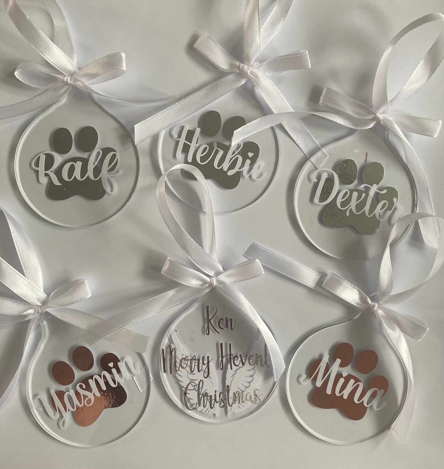 Personalised dog Christmas baubles, Paw baubles, dog memory, animal Christmas baubles, dogs first Christmas bauble, dog Christmas present