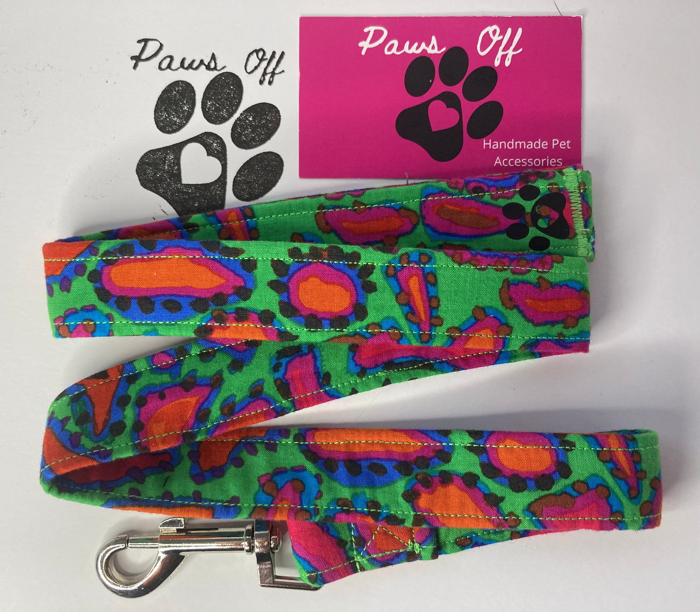 Modern Vibrant Fabric Handmade Personalised Dog Collar set, Adjustable collar, Lead, Bow Tie and Bandana