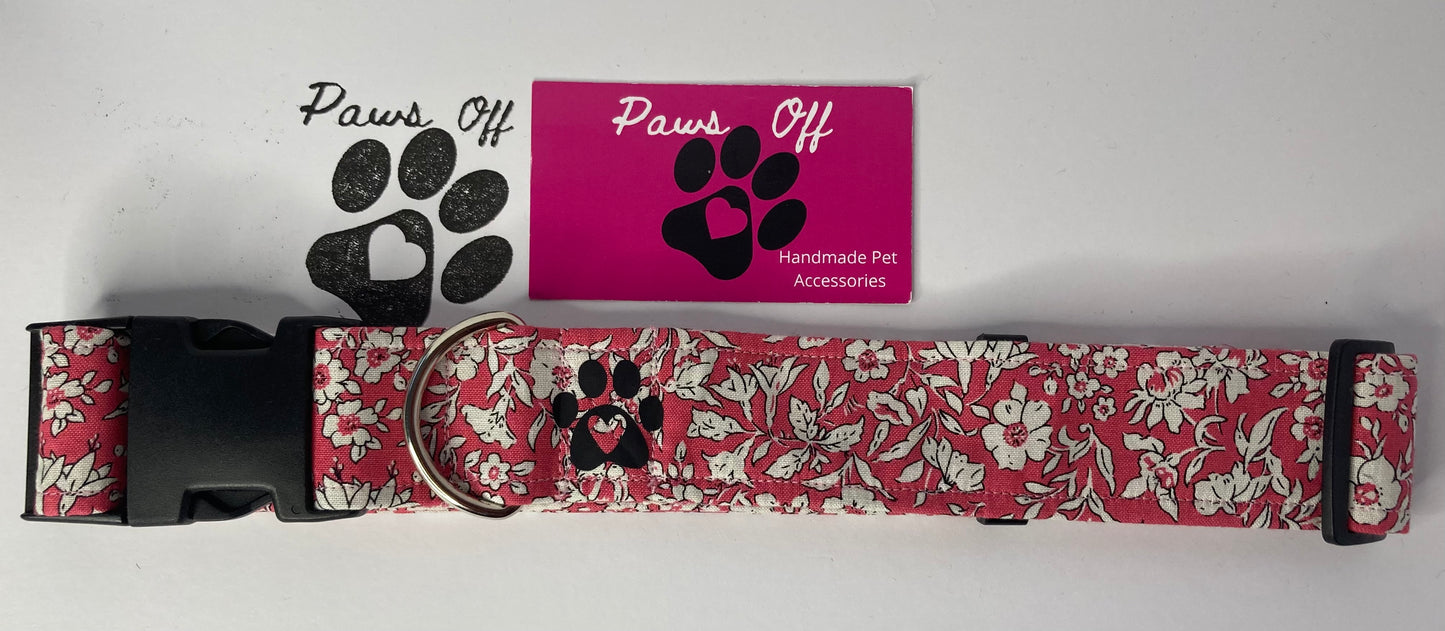 Liberty Pink Handmade Personalised Dog Collar set, adjustable dog collar, matching Lead, Bow Ties and Bandanas