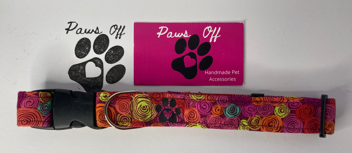 Modern Swirl Fabric Handmade Personalised Adjustable Dog Collar set and matching Lead, Bow Ties and Bandanas