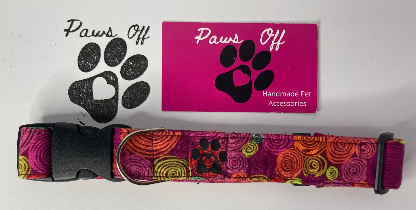 Modern Swirl Fabric Handmade Personalised Adjustable Dog Collar set and matching Lead, Bow Ties and Bandanas