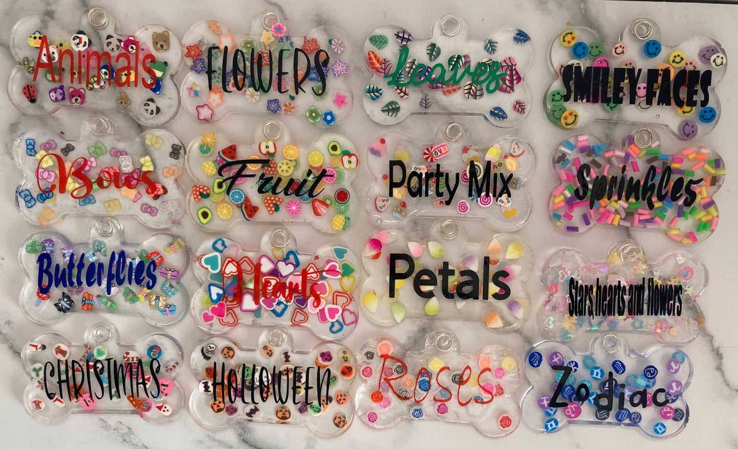 Personalised handmade resin dog tags, glitter resin tags, plain colour resin tags, themed pet tags, ID pet tags, handmade dog tags