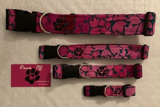 Ombre Leaf Pink Handmade Personalised Dog Collar set, adjustable collar, matching Leads, Bow Ties and Bandanas